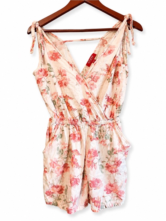 Guess Pants - GUESS Los Angeles Floral Tie Strap Romper Pink Rose Print Size Small